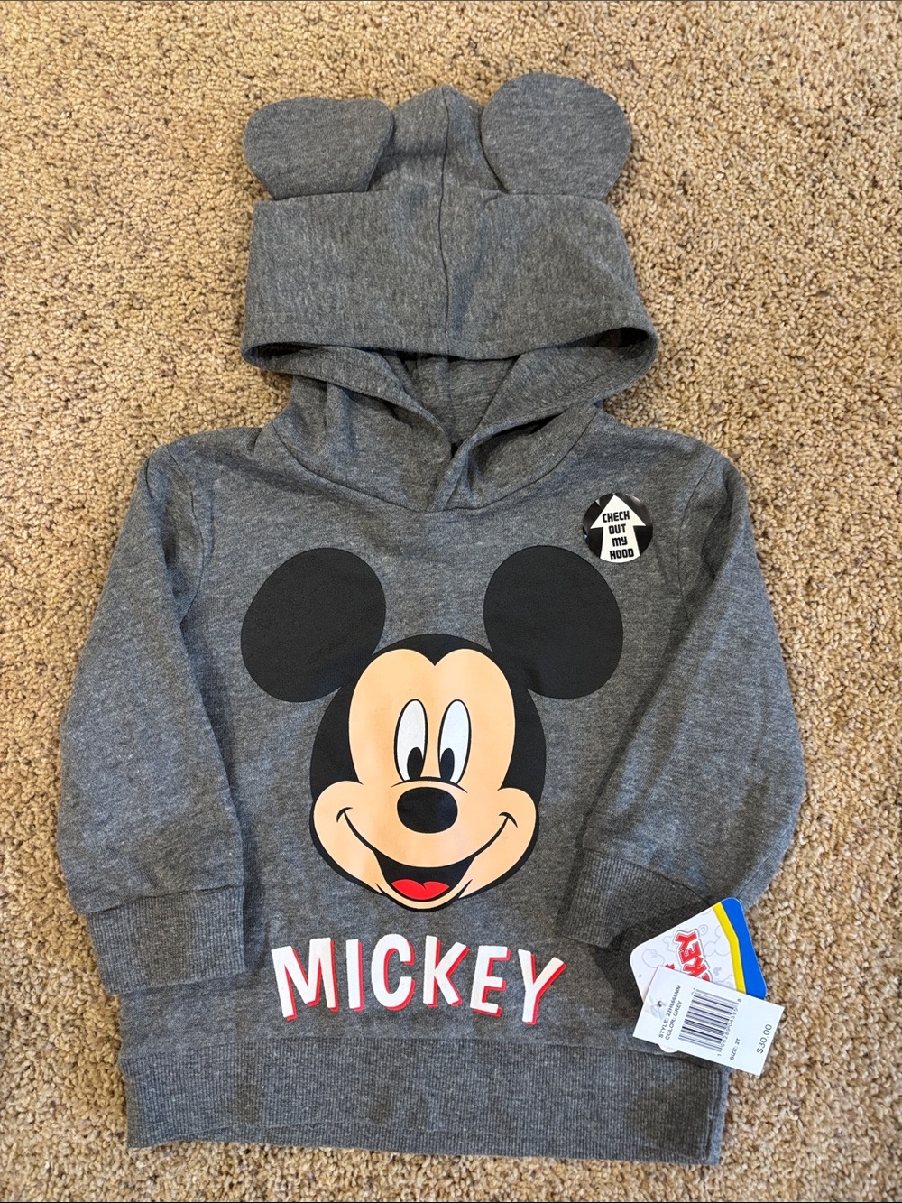 Disney Gray Mickey Mouse Hoodie with Ear Detail